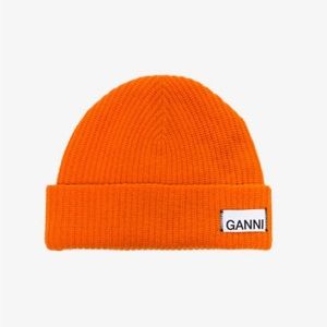 Ganni Orange Beanie Hat